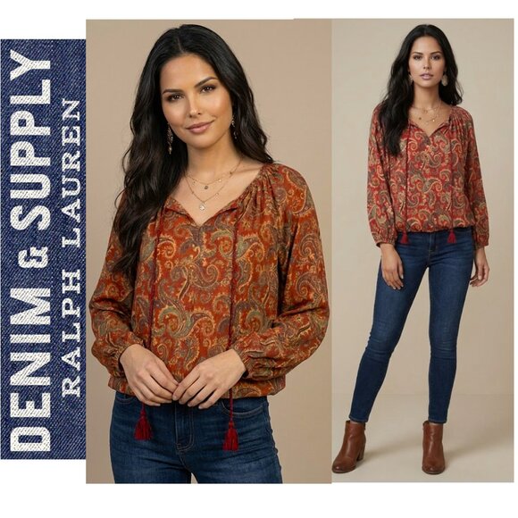 Denim & Supply Ralph Lauren Tops - DENIM & SUPPLY RALPH LAUREN - Boho red paisley cotton blend top